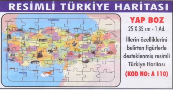 Resimli Türkiye Haritası. Fiyatı: 4 TL Kod No: A110 Resimli Türkiye Haritası. Fiyatı: 4 TL Kod No: A110